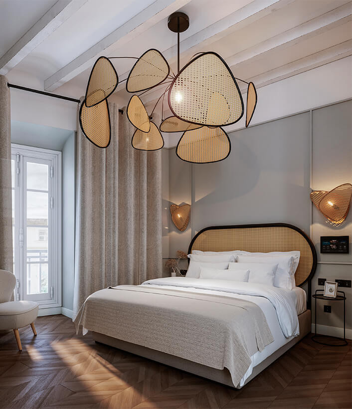 Elegant bedroom photo in Barcelona