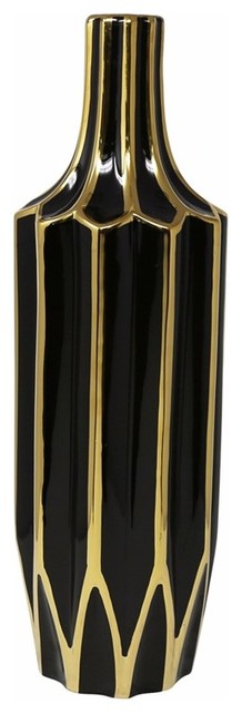Modernly Alluring decorative Ceramic Vase, Black And Gold ...