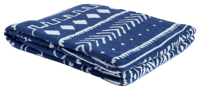 Eco Reversible Mud Cloth Throw, Chambray Blue