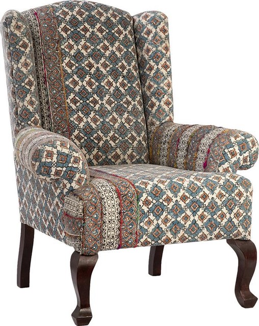 Occasional Chair GUADO Chocolate Brown Wood Upholstery Fabric