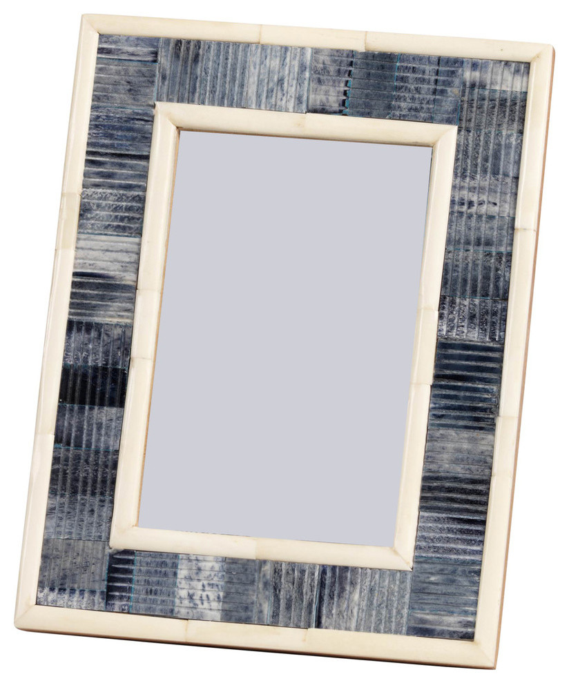 "Mendocino" 4" x 6" Carved Bone Picture Frame, Blue Contemporary