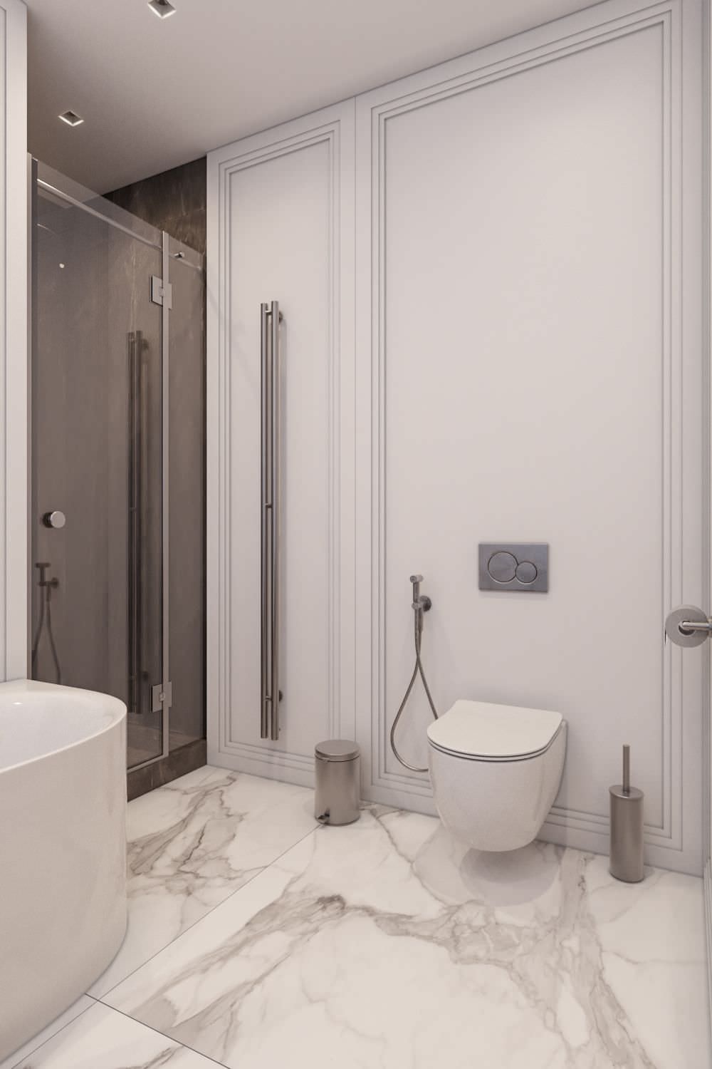 Ванная комната с ванной, душем и унитазом