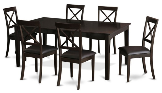 East West Furniture Henley 7-piece Wood Dinette Set in Cappuccino
