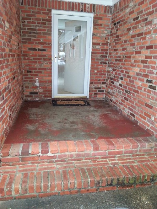 Covered front porch concrete floor makeover