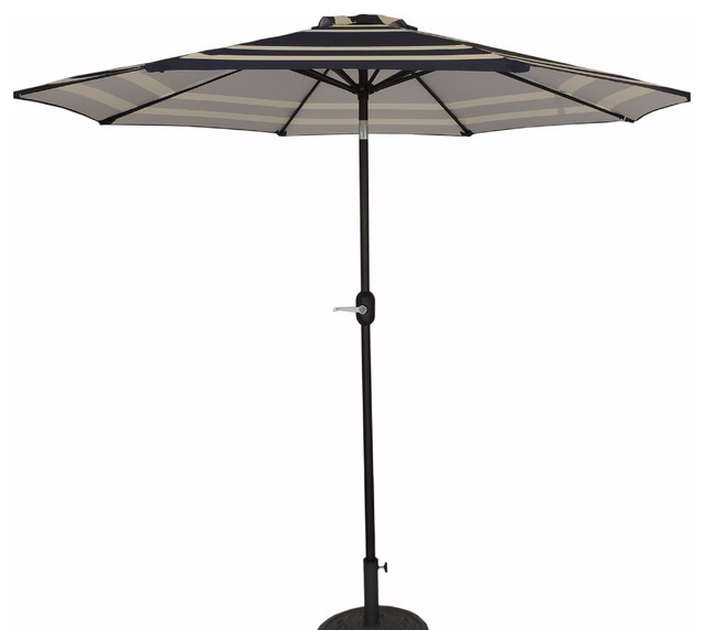 9 Premium Patio Market Umbrella Navy Beige Stripes Crank And 9 Premium Patio Market Umbrella Navy