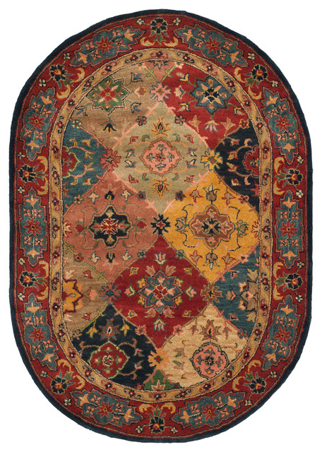 Safavieh Heritage Collection HG926 Rug, Red/Multi, 7'6" X 9'6" Oval