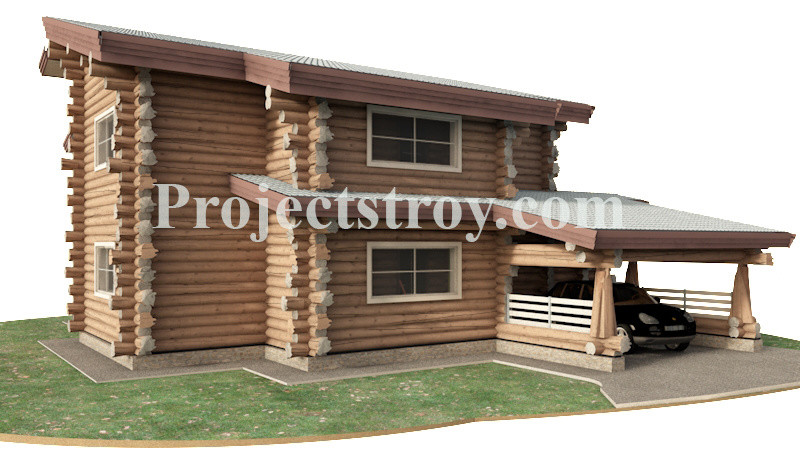 Дикий сруб - дом для круглогодичного проживания из бревна 280 мм - 14.4 х 16 м -