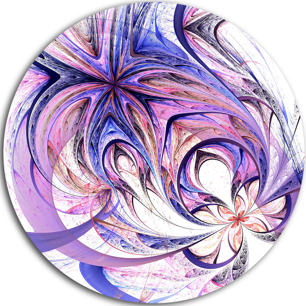 Blue And Pink Flower Pattern, Floral Digital Art Disc Metal Art, Disc ...