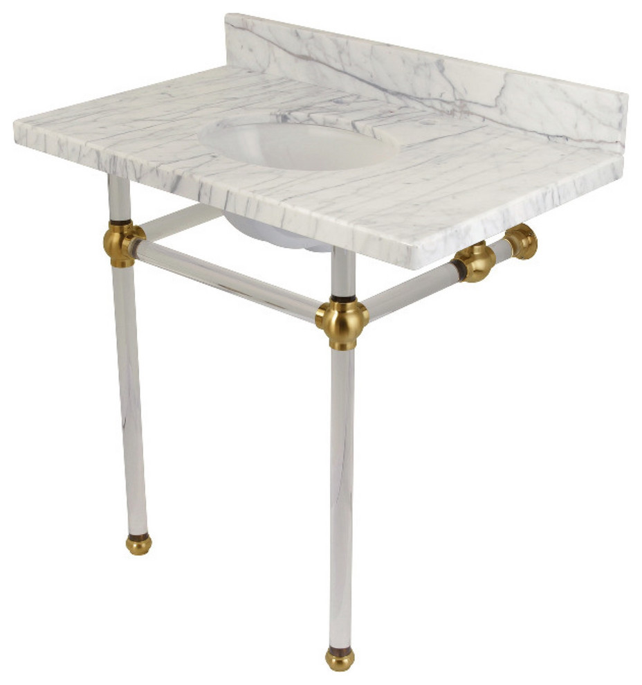KVPB36MA7 36X22 Vanity Top,Clear Feet Combo, Marble/Brushed Brass