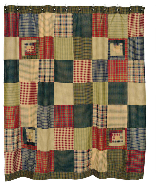 Tea Cabin Shower Curtain Patchwork Rustic Shower Curtains By
