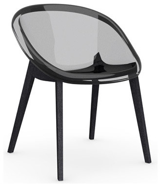 Bloom Chair, Transparent Smoked Grey, Graphite Legs