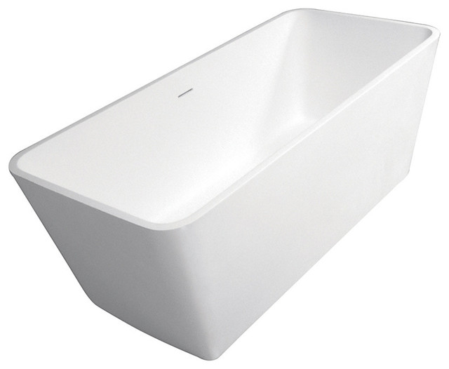59 Solid Surface White Stone Freestanding Rectangular Tub W Drain Stone Freestanding Rectangular Tub W