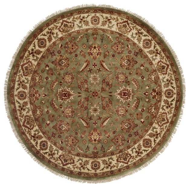 Lateef Hand-Knotted Rug, Ivory and Rust, 6' Round