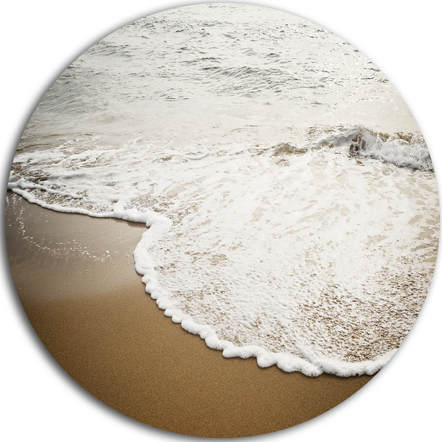 CloseUp Waves In Mediterranean Sea, Seascape Disc Metal Artwork