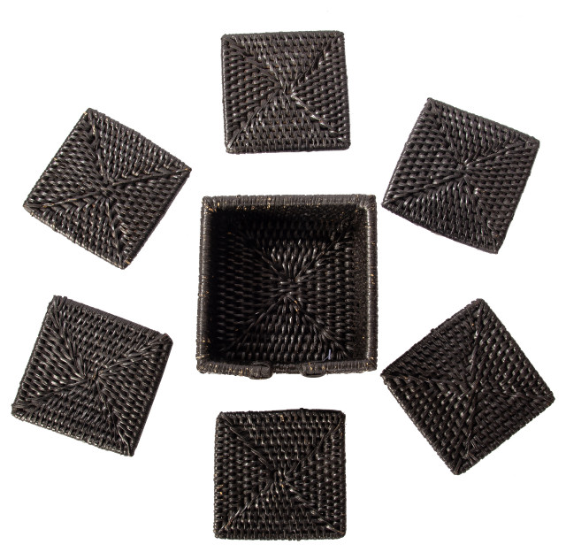 Artifacts Rattan 7 Piece Coaster Set - Tropical - Coasters - by ...