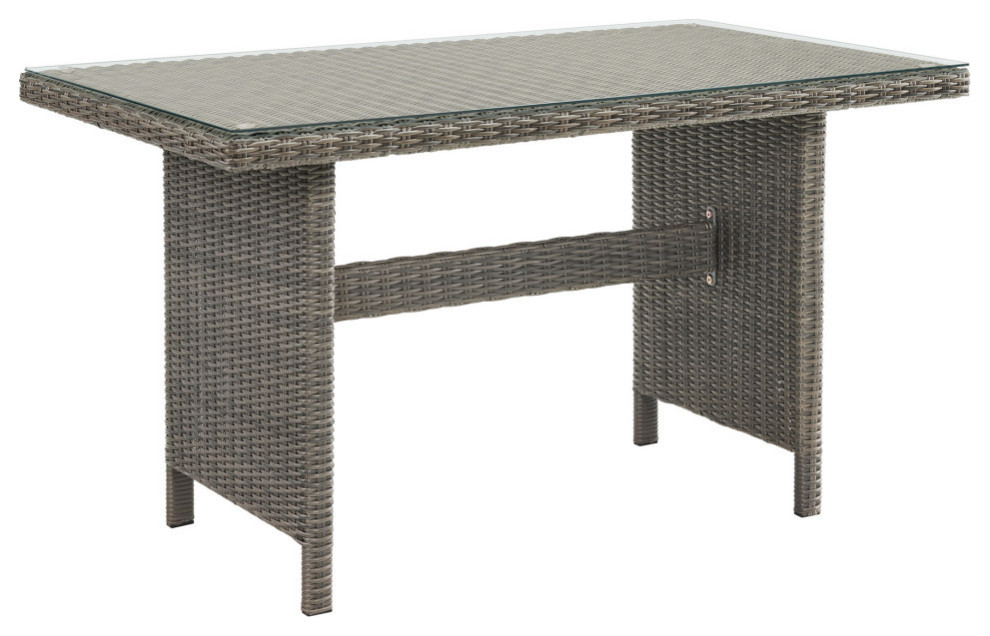Asti AllWeather Wicker Outdoor 30"H Dining Table, Glass Top Tropical