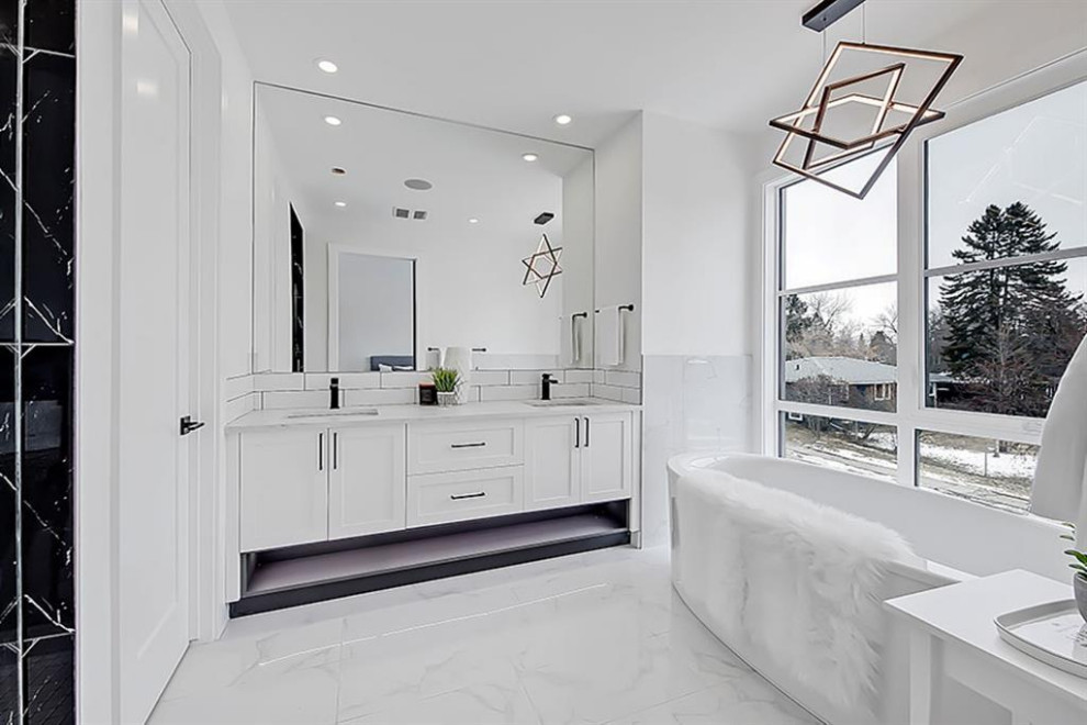 Inspiration for a transitional home design remodel in Calgary