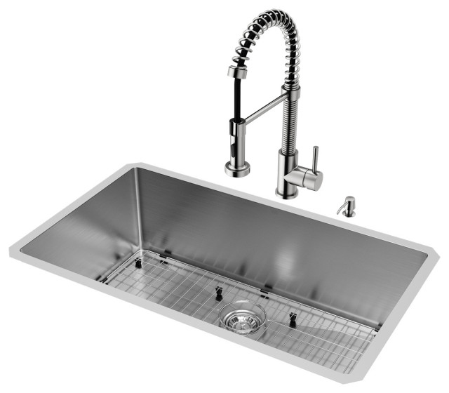 VIGO All-In-One 32" Mercer Stainless Steel Undermount Kitchen Sink Set