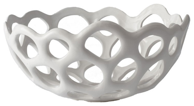 Elk Lighting Perforated Porcelain Bowl, Small, White