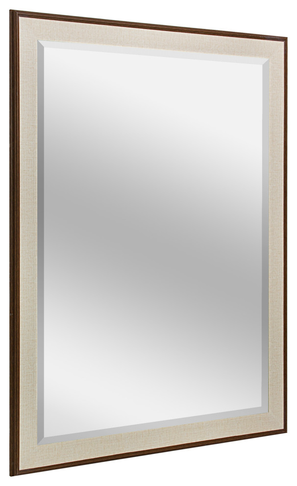 Head West 35.5 x 45.5 Brown and Cream Beveled Mirror, 45.5" H X 35.5" L