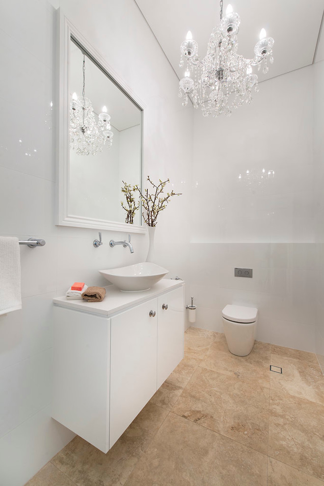 Design ideas for a large contemporary powder room in Perth.