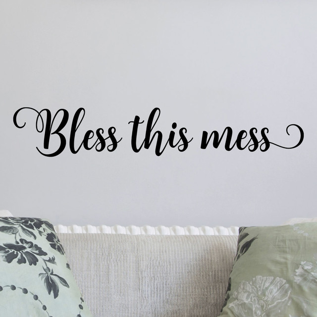 bless this mess entryway funny home wall quotes decal - contemporary