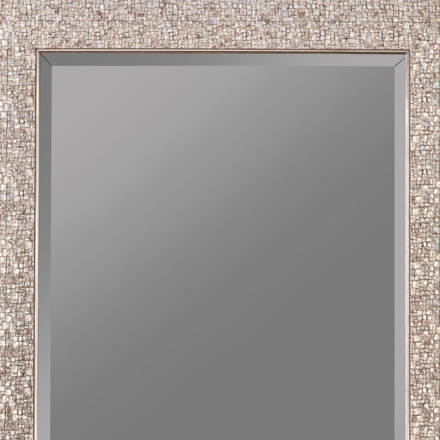 Benzara BM233237 Beveled Accent Floor Mirror With Glitter Mosaic ...