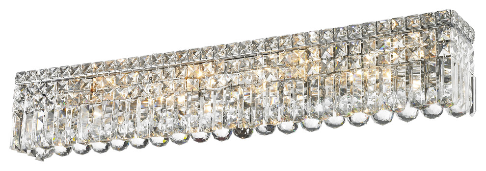 8 Lights 36" Long Clear Crystal Wall Sconce Bathroom Vanity Light