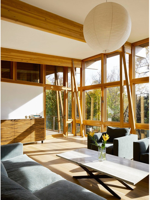 Sands Point House modern-vardagsrum