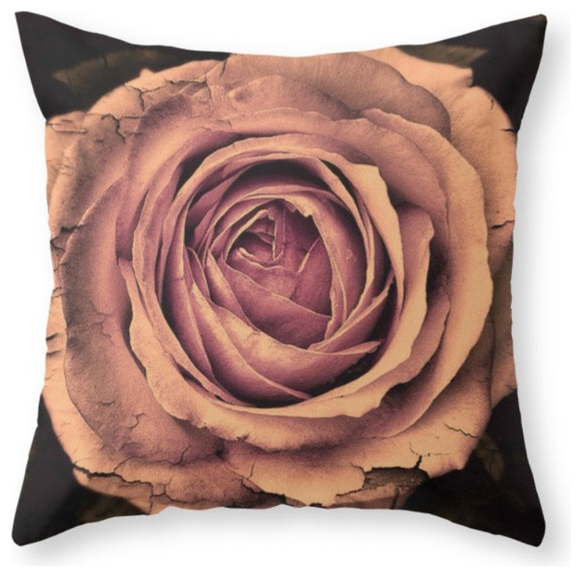 Society6 Vintage Rose Peach Throw Pillow Contemporary
