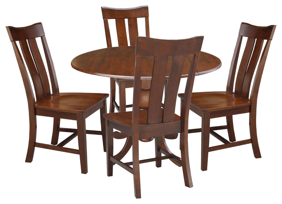 42 in. Dual Drop Leaf Table with 4 Splat Back Dining Chairs