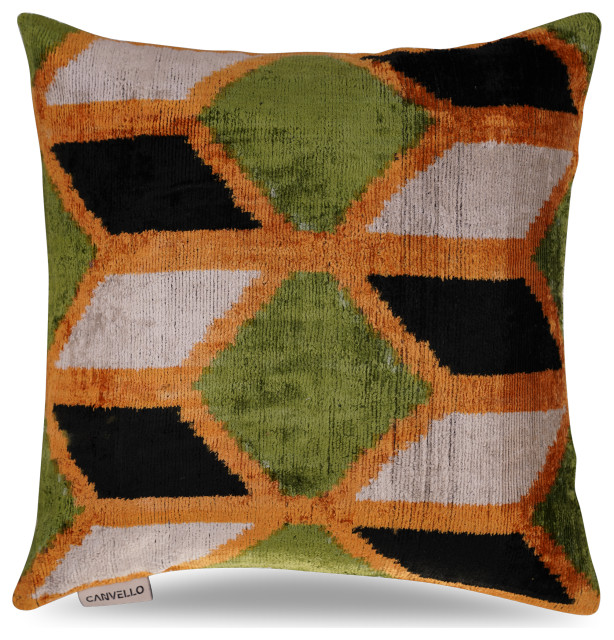 Canvello Handmade Gold Army Green Throw Pillows 16x16 inch