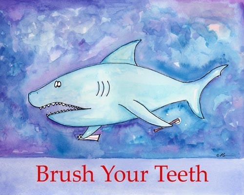 Shark Teeth, Ready To Hang Canvas Kid's Wall Decor, 8 X 10