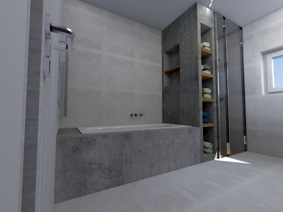 Идея дизайна: большая ванная комната в стиле лофт