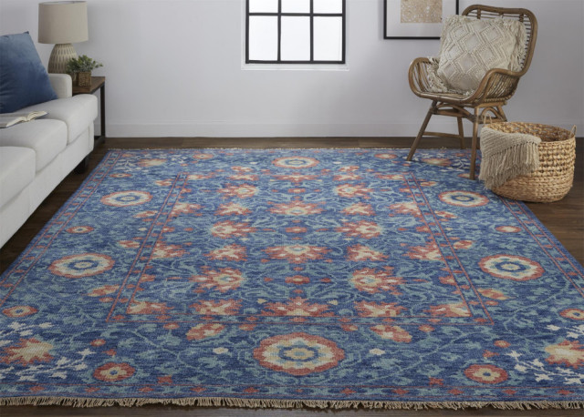 Weave & Wander Bennet Blue 2'x3' Hand Knotted Area Rug