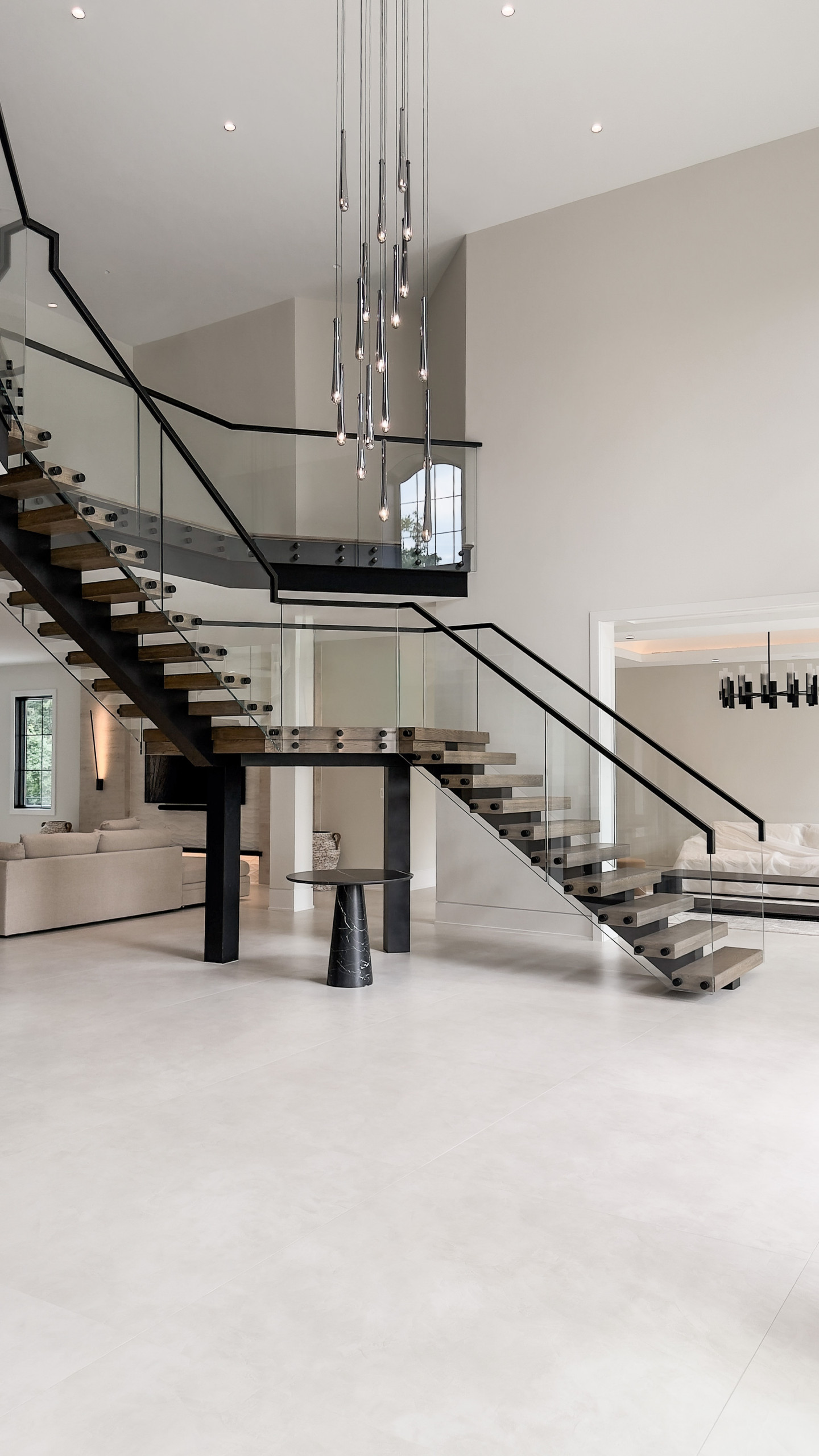 Project #159 | Modern Foyer Stair with Stand-off Glass Railing