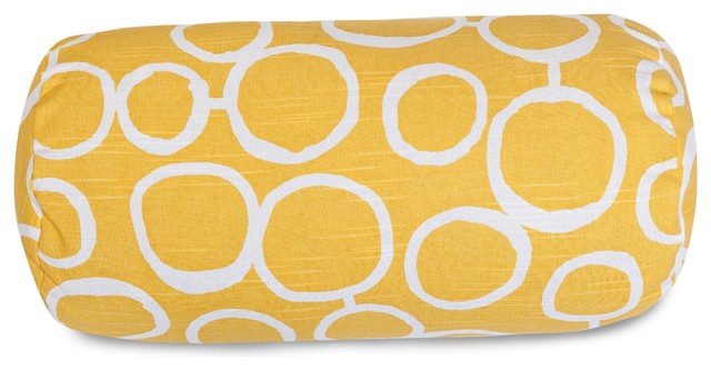 Fusion Yellow Round Bolster Pillow 18 5x8 Contemporary