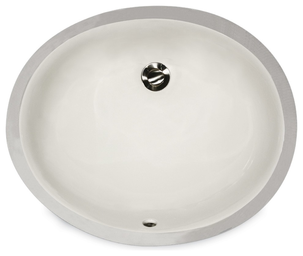 Nantucket UM-17x14-B-K Biscuit 19 1/2" Oval Ceramic Bathroom Porcelain Sink