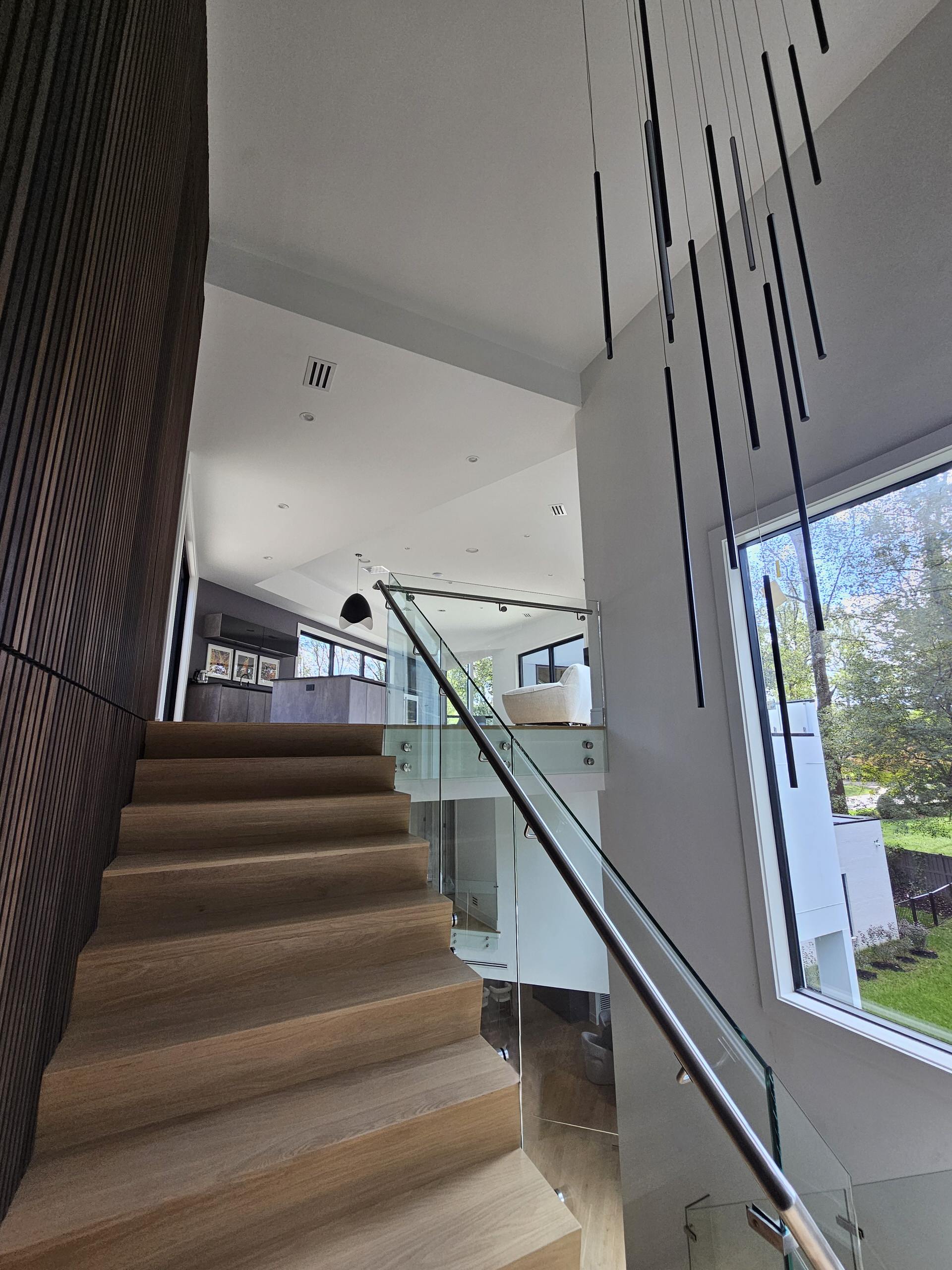 129_White Oak Slanted Riser Modern Stair, Mclean, VA 22102