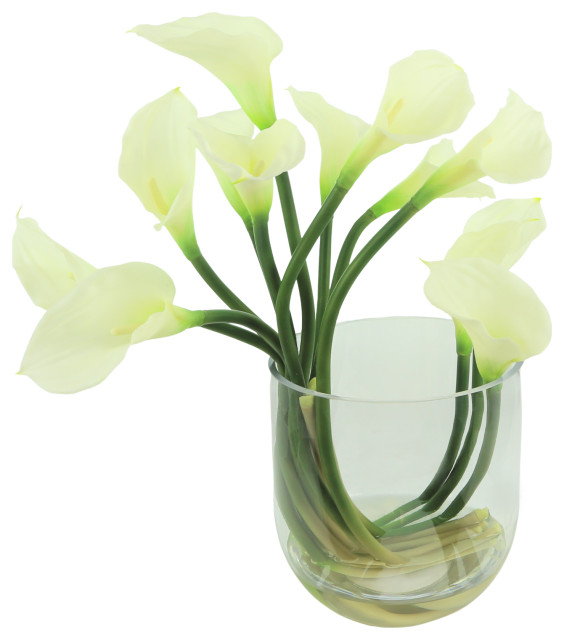 Calla Lilies in a glass vase with acrylic water Modern Artificial