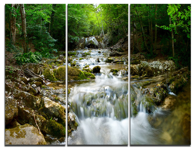 "Natural Spring Waterfall" Photo Canvas Print, 3 Panels, 36"x28"