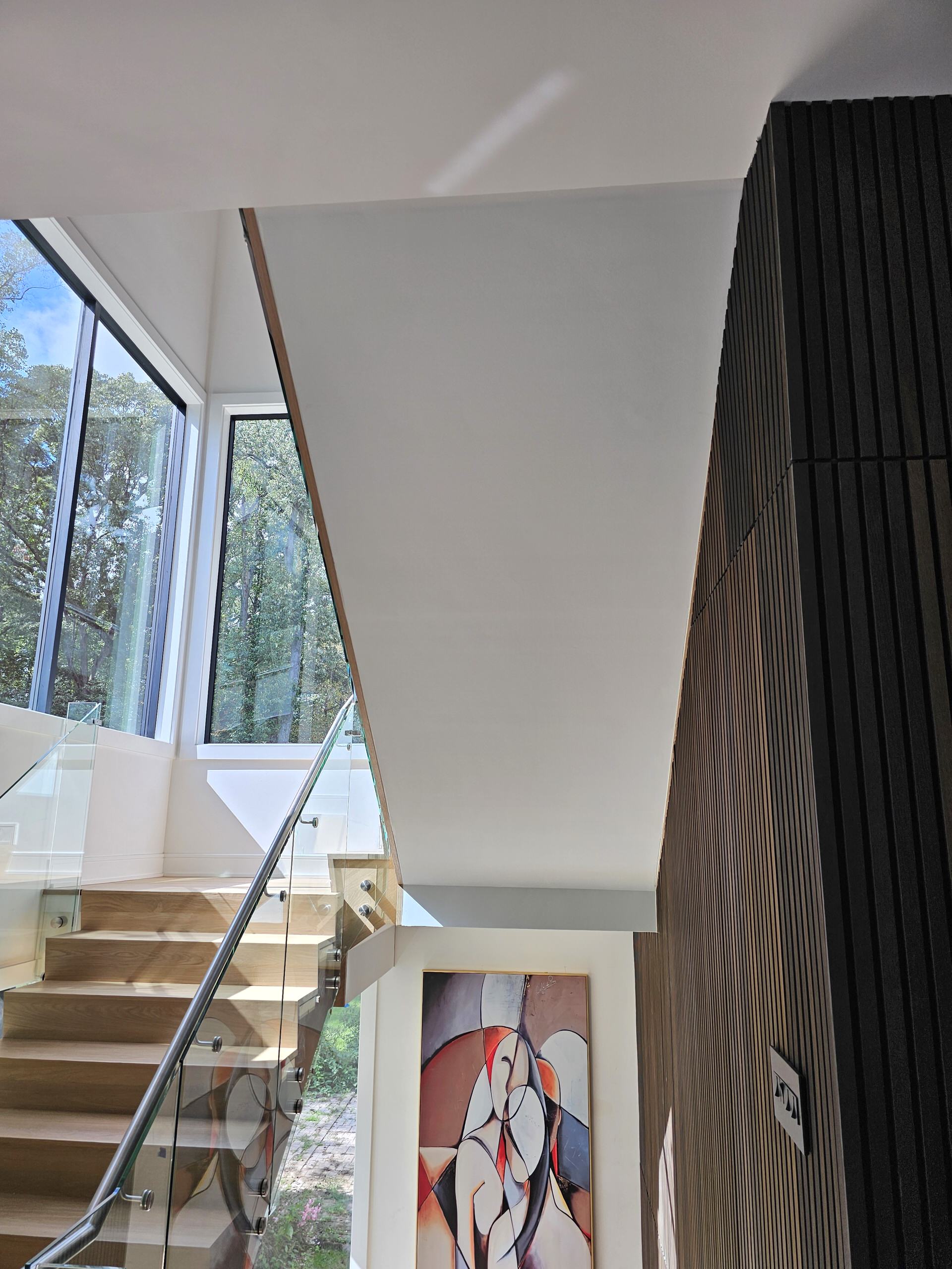 129_White Oak Slanted Riser Modern Stair, Mclean, VA 22102