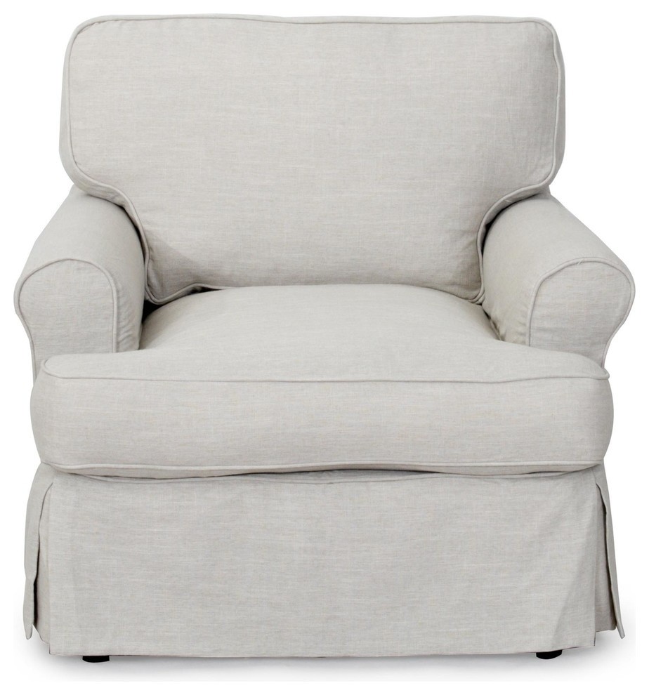 Sunset Trading Horizon Chair Slip Cover Set in Light Gray Beach Style