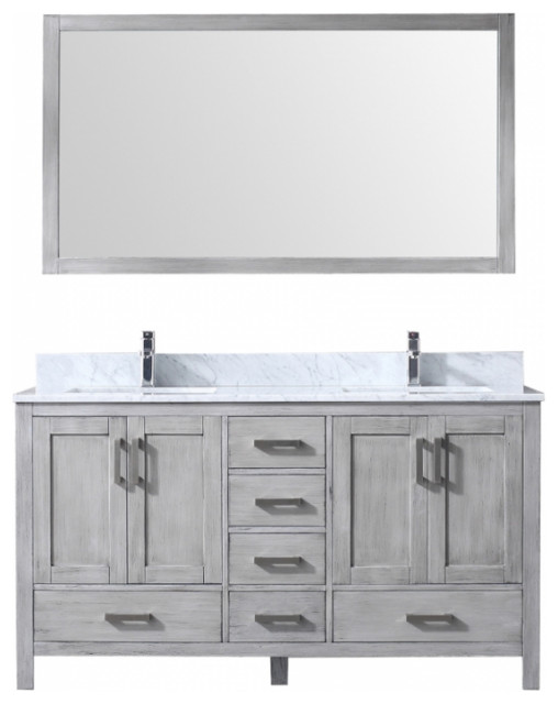 60 Inch Modern Distressed Gray Double Sink Bathroom Vanity Choice Of Top Transitional Bathroom Vanities And Sink Consoles By Unique Online Furniture Houzz