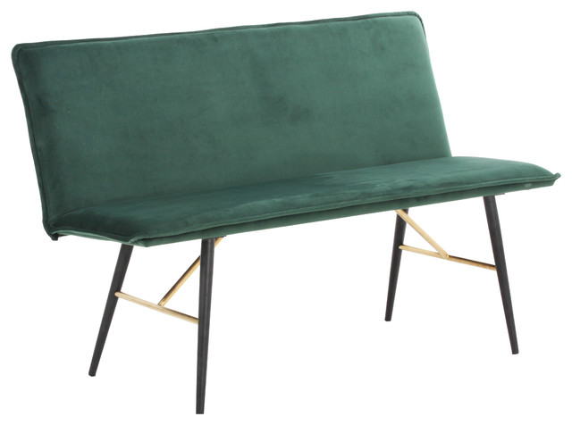 Modrest Billy Modern Green Velvet Dining Bench - Midcentury - Dining