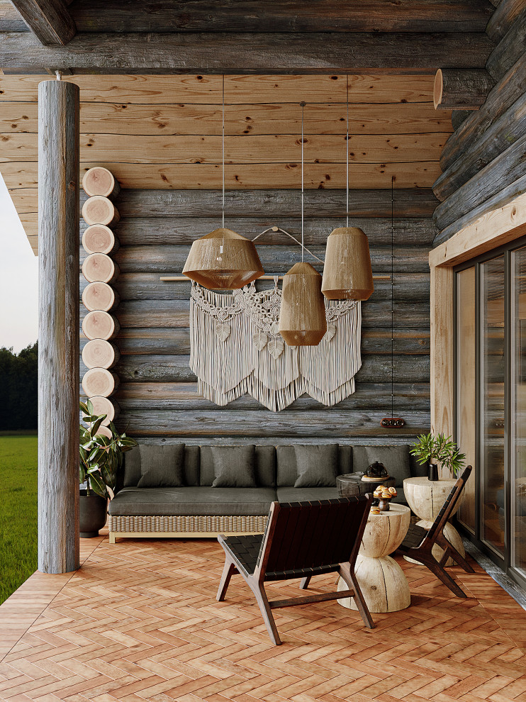 Дом из кело для рыбалки. Терраса