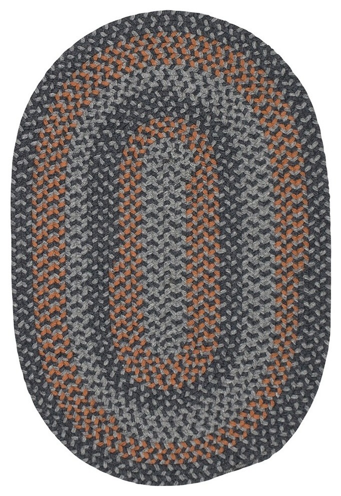 Walden Rug, Charcoal and Orange, 3'x5' Oval