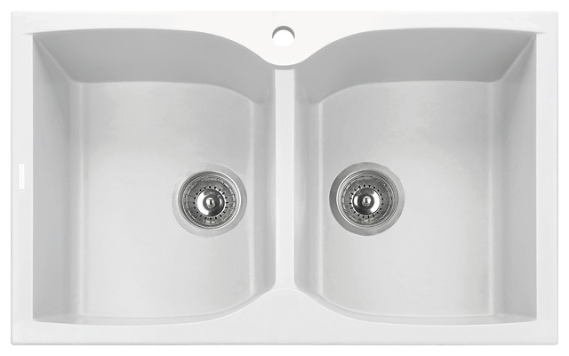 Alfi Brand Ab3220di 32 Drop In Double Bowl Granite Composite Alfi Brand Ab3220di W White 32 Drop In Double Bowl Granite Kitchen Sink