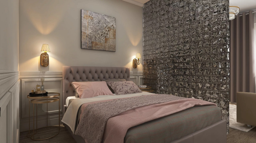 Дизайн квартиры-студии для пожилой пары в неоклассическом стиле