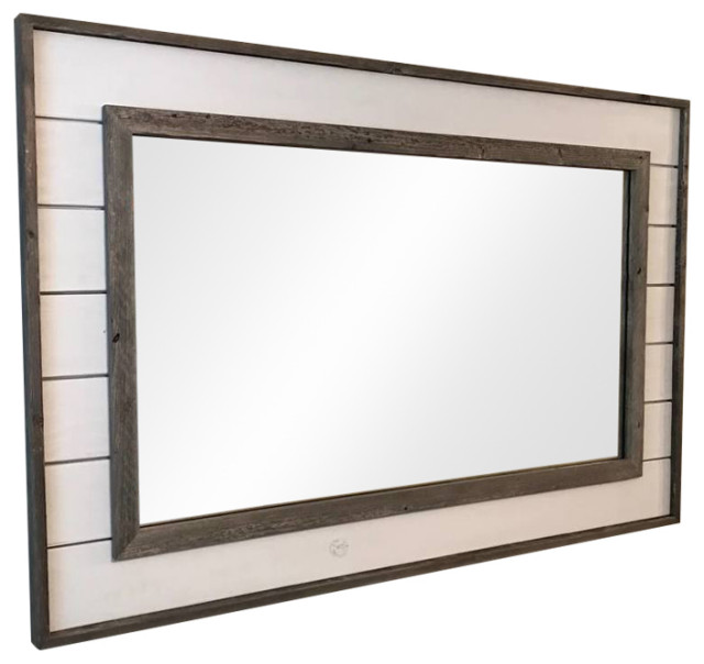Shiplap Mirror With Reclaimed Wood, 18"x22" Rustic Wall Mirrors